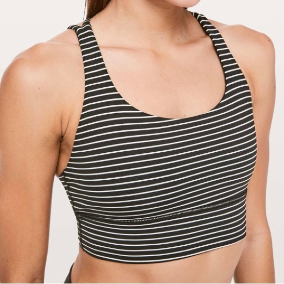 LULULEMON Energy Bra Long Line in Mod Stripe Black & White Size 4 - Picture 4 of 11